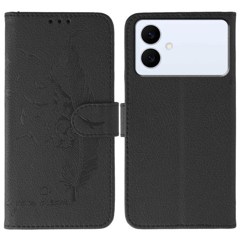 Feather Pattern Litchi Texture Leather Phone Case, For Samsung Galaxy S26 Edge 5G
