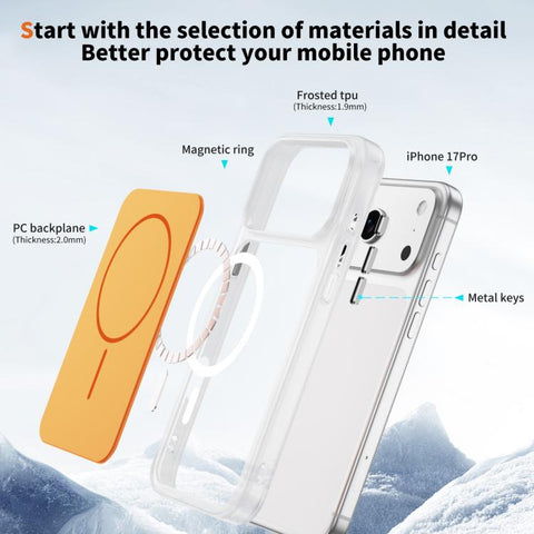 Crystal Frosted Skin Feel Magnetic MagSafe Phone Case, For iPhone 18 Pro / 17 Pro, For iPhone 18 Pro Max / 17 Pro Max, For iPhone 17, For iPhone Air