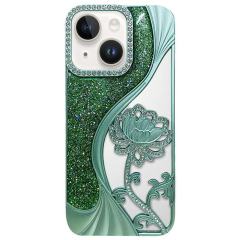 Electroplated TPU Lotus Hollow-carved  Rhinestone Glitter Phone Case, For iPhone 13, For iPhone 12, For iPhone 12 Pro Max, For iPhone 12 Pro, For iPhone 11 Pro Max, For iPhone 11