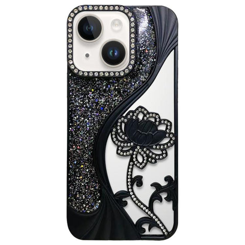 Electroplated TPU Lotus Hollow-carved  Rhinestone Glitter Phone Case, For iPhone 13, For iPhone 12, For iPhone 12 Pro Max, For iPhone 12 Pro, For iPhone 11 Pro Max, For iPhone 11