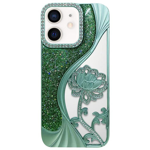 Electroplated TPU Lotus Hollow-carved  Rhinestone Glitter Phone Case, For iPhone 13, For iPhone 12, For iPhone 12 Pro Max, For iPhone 12 Pro, For iPhone 11 Pro Max, For iPhone 11