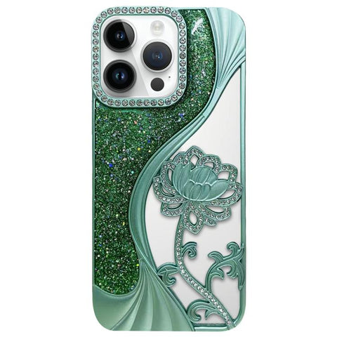 Electroplated TPU Lotus Hollow-carved  Rhinestone Glitter Phone Case, For iPhone 13, For iPhone 12, For iPhone 12 Pro Max, For iPhone 12 Pro, For iPhone 11 Pro Max, For iPhone 11