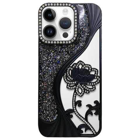 Electroplated TPU Lotus Hollow-carved  Rhinestone Glitter Phone Case, For iPhone 13, For iPhone 12, For iPhone 12 Pro Max, For iPhone 12 Pro, For iPhone 11 Pro Max, For iPhone 11