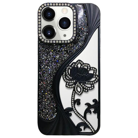 Electroplated TPU Lotus Hollow-carved  Rhinestone Glitter Phone Case, For iPhone 13, For iPhone 12, For iPhone 12 Pro Max, For iPhone 12 Pro, For iPhone 11 Pro Max, For iPhone 11