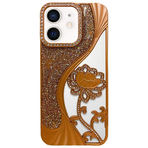 Electroplated TPU Lotus Hollow-carved  Rhinestone Glitter Phone Case, For iPhone 13, For iPhone 12, For iPhone 12 Pro Max, For iPhone 12 Pro, For iPhone 11 Pro Max, For iPhone 11