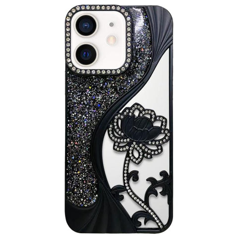 Electroplated TPU Lotus Hollow-carved  Rhinestone Glitter Phone Case, For iPhone 13, For iPhone 12, For iPhone 12 Pro Max, For iPhone 12 Pro, For iPhone 11 Pro Max, For iPhone 11