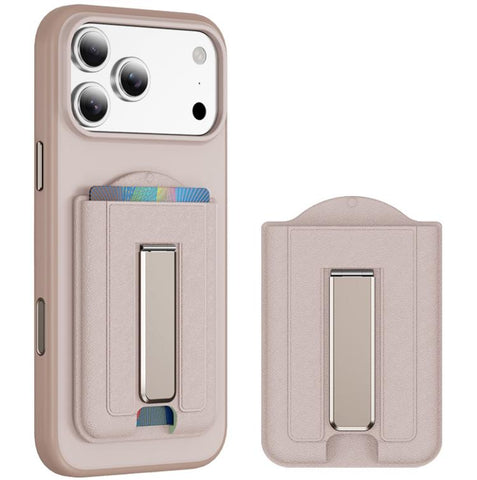 Leather Texture MagSafe Magnetic Folding Stand Phone Card Slots Holder