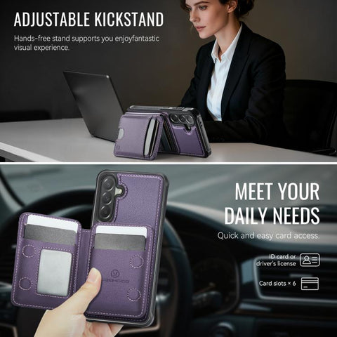 JEEHOOD J10 Flip Card Bag MagSafe Split RFID Leather Phone Case, For Samsung Galaxy A57 5G, For Samsung Galaxy A37 5G, For Galaxy A27 5G, For Samsung Galaxy A17 5G / 4G, For Samsung Galaxy A56 5G, For Samsung Galaxy A26 5G, For Samsung Galaxy A36 5G   ...