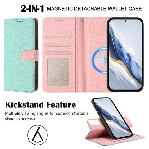 Detachable Litchi Texture Magnetic Vegan Leather Phone Case, For Samsung Galaxy M35 5G, For Samsung Galaxy C55 / M55, For Samsung Galaxy F15 / M15, For Samsung Galaxy F34 / M34, For Samsung Galaxy F54 / M54, For Samsung Galaxy M14 5G