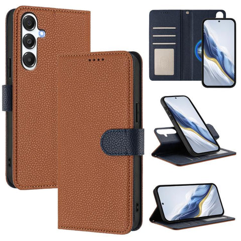 Detachable Litchi Texture Magnetic Vegan Leather Phone Case, For Samsung Galaxy M35 5G, For Samsung Galaxy C55 / M55, For Samsung Galaxy F15 / M15, For Samsung Galaxy F34 / M34, For Samsung Galaxy F54 / M54, For Samsung Galaxy M14 5G