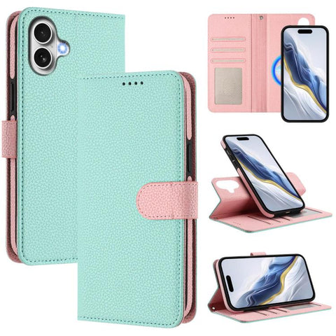 Detachable Litchi Texture Magnetic Side-Patch Vegan Leather Phone Case, For iPhone 18 Pro / 17 Pro, For iPhone 18 Pro Max / 17 Pro Max, For iPhone 17, For iPhone Air, For iPhone 16 Pro Max, For iPhone 16 Pro, For iPhone 16 Plus, For iPhone 16