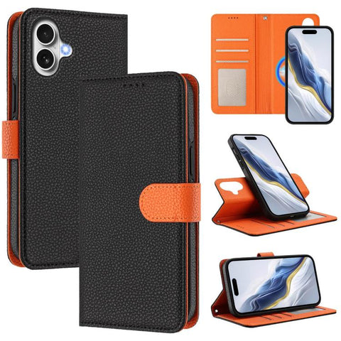 Detachable Litchi Texture Magnetic Side-Patch Vegan Leather Phone Case, For iPhone 18 Pro / 17 Pro, For iPhone 18 Pro Max / 17 Pro Max, For iPhone 17, For iPhone Air, For iPhone 16 Pro Max, For iPhone 16 Pro, For iPhone 16 Plus, For iPhone 16