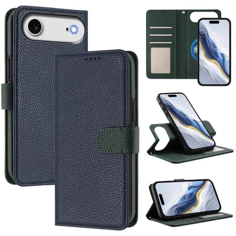 Detachable Litchi Texture Magnetic Side-Patch Vegan Leather Phone Case, For iPhone 18 Pro / 17 Pro, For iPhone 18 Pro Max / 17 Pro Max, For iPhone 17, For iPhone Air, For iPhone 16 Pro Max, For iPhone 16 Pro, For iPhone 16 Plus, For iPhone 16