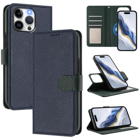 Detachable Litchi Texture Magnetic Side-Patch Vegan Leather Phone Case, For iPhone 13 Pro Max, For iPhone 13 Pro, For iPhone 13, For iPhone 12 / 12 Pro, For iPhone 12 Pro Max, For iPhone 11 Pro Max, For iPhone 11, For iPhone 11 Pro
