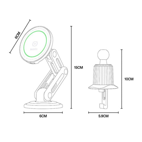 Yesido C317 15W Magnetic Car Wireless Charger Holder, C317