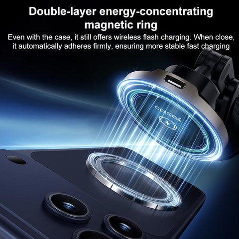 Yesido C317 15W Magnetic Car Wireless Charger Holder, C317