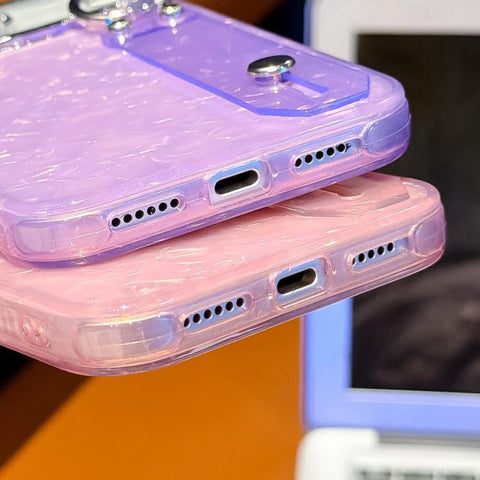 Plating Ripples Texture Wristband Holder TPU Phone Case with Lens Film, For iPhone 13