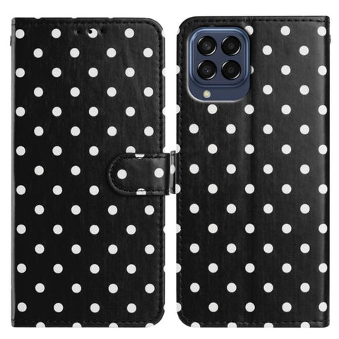 Small Dots Pattern Vegan Leather Phone Case, For Samsung Galaxy M54, For Samsung Galaxy M14, For Samsung Galaxy M53, For Samsung Galaxy M33, For Samsung Galaxy M23