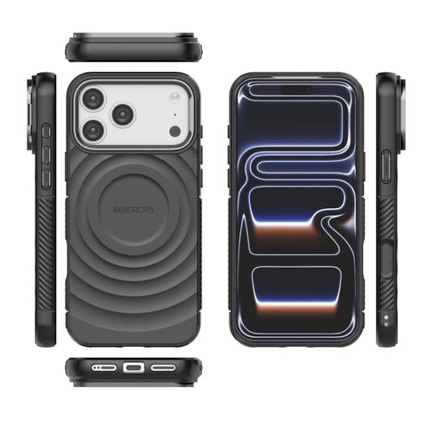 BIBERCAS Wave Texture Magnetic TPU Phone Case, For iPhone 18 Pro Max/17 Pro Max