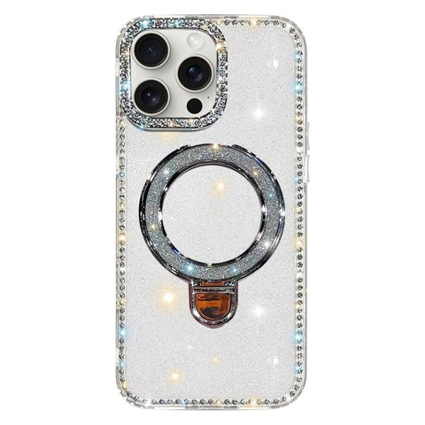 Rhinestone Glitter Kickstand Dual-side IMD Phone Case, For iPhone 15 Pro Max, For iPhone 15 Pro, For iPhone 15, For iPhone 14, For iPhone 14 Pro, For iPhone 14 Pro Max, For iPhone 13 Pro Max, For iPhone 13 Pro