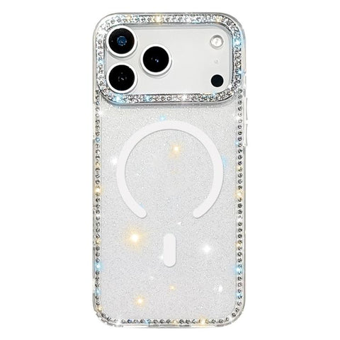 Rhinestone Dual-side IMD PC Hybrid TPU Magnetic Phone Case, For iPhone 18 Pro / 17 Pro, For iPhone 18 Pro Max / 17 Pro Max, For iPhone 17, For iPhone Air, For iPhone 16 Pro Max, For iPhone 16 Pro, For iPhone 16 Plus, For iPhone 16
