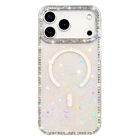 Rhinestone Dual-side IMD PC Hybrid TPU Magnetic Phone Case, For iPhone 18 Pro / 17 Pro, For iPhone 18 Pro Max / 17 Pro Max, For iPhone 17, For iPhone Air, For iPhone 16 Pro Max, For iPhone 16 Pro, For iPhone 16 Plus, For iPhone 16
