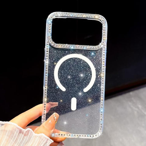 Rhinestone Dual-side IMD PC Hybrid TPU Magnetic Phone Case, For iPhone 18 Pro / 17 Pro, For iPhone 18 Pro Max / 17 Pro Max, For iPhone 17, For iPhone Air, For iPhone 16 Pro Max, For iPhone 16 Pro, For iPhone 16 Plus, For iPhone 16