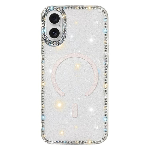Rhinestone Dual-side IMD PC Hybrid TPU Magnetic Phone Case, For iPhone 18 Pro / 17 Pro, For iPhone 18 Pro Max / 17 Pro Max, For iPhone 17, For iPhone Air, For iPhone 16 Pro Max, For iPhone 16 Pro, For iPhone 16 Plus, For iPhone 16