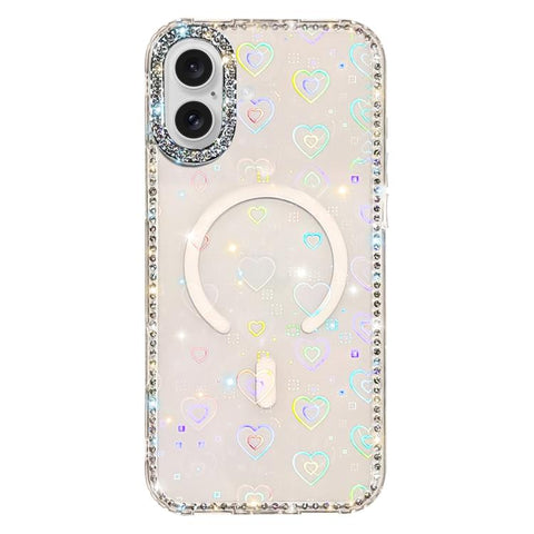 Rhinestone Dual-side IMD PC Hybrid TPU Magnetic Phone Case, For iPhone 18 Pro / 17 Pro, For iPhone 18 Pro Max / 17 Pro Max, For iPhone 17, For iPhone Air, For iPhone 16 Pro Max, For iPhone 16 Pro, For iPhone 16 Plus, For iPhone 16