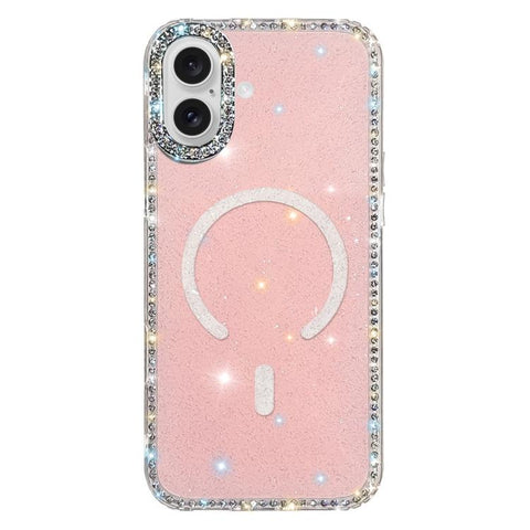 Rhinestone Dual-side IMD PC Hybrid TPU Magnetic Phone Case, For iPhone 18 Pro / 17 Pro, For iPhone 18 Pro Max / 17 Pro Max, For iPhone 17, For iPhone Air, For iPhone 16 Pro Max, For iPhone 16 Pro, For iPhone 16 Plus, For iPhone 16