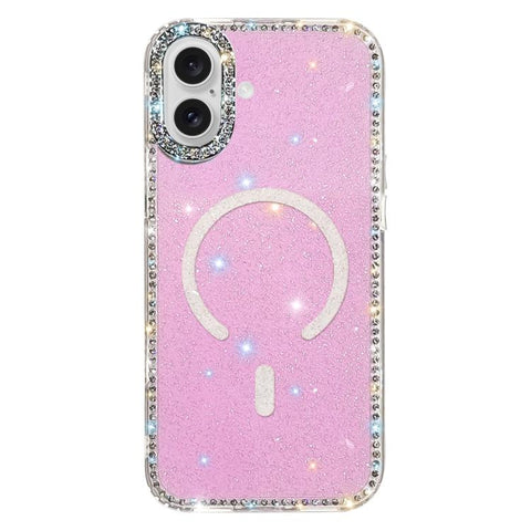Rhinestone Dual-side IMD PC Hybrid TPU Magnetic Phone Case, For iPhone 18 Pro / 17 Pro, For iPhone 18 Pro Max / 17 Pro Max, For iPhone 17, For iPhone Air, For iPhone 16 Pro Max, For iPhone 16 Pro, For iPhone 16 Plus, For iPhone 16