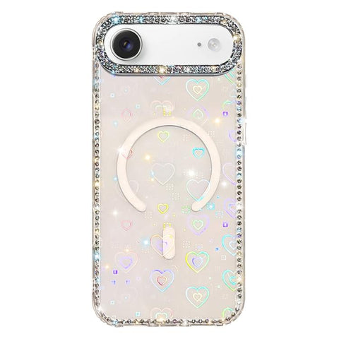 Rhinestone Dual-side IMD PC Hybrid TPU Magnetic Phone Case, For iPhone 18 Pro / 17 Pro, For iPhone 18 Pro Max / 17 Pro Max, For iPhone 17, For iPhone Air, For iPhone 16 Pro Max, For iPhone 16 Pro, For iPhone 16 Plus, For iPhone 16