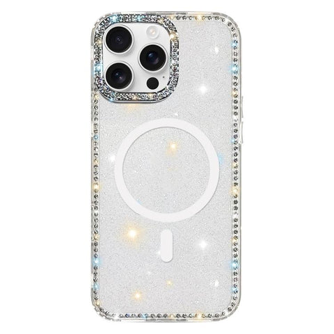 Rhinestone Dual-side IMD PC Hybrid TPU Magnetic Phone Case, For iPhone 18 Pro / 17 Pro, For iPhone 18 Pro Max / 17 Pro Max, For iPhone 17, For iPhone Air, For iPhone 16 Pro Max, For iPhone 16 Pro, For iPhone 16 Plus, For iPhone 16