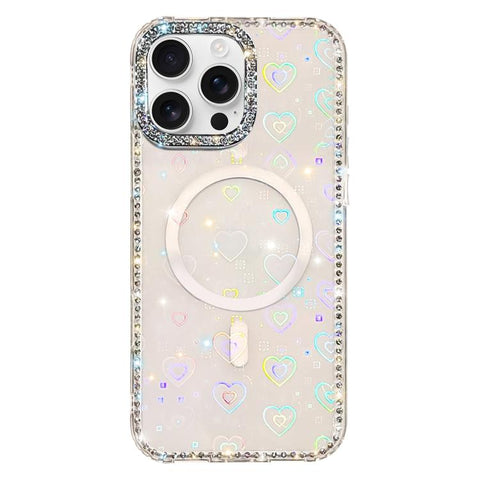 Rhinestone Dual-side IMD PC Hybrid TPU Magnetic Phone Case, For iPhone 18 Pro / 17 Pro, For iPhone 18 Pro Max / 17 Pro Max, For iPhone 17, For iPhone Air, For iPhone 16 Pro Max, For iPhone 16 Pro, For iPhone 16 Plus, For iPhone 16