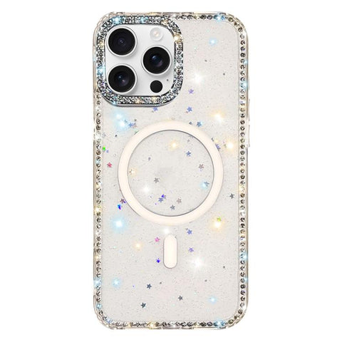 Rhinestone Dual-side IMD PC Hybrid TPU Magnetic Phone Case, For iPhone 18 Pro / 17 Pro, For iPhone 18 Pro Max / 17 Pro Max, For iPhone 17, For iPhone Air, For iPhone 16 Pro Max, For iPhone 16 Pro, For iPhone 16 Plus, For iPhone 16