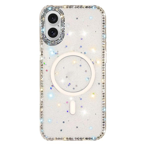 Rhinestone Dual-side IMD PC Hybrid TPU Magnetic Phone Case, For iPhone 18 Pro / 17 Pro, For iPhone 18 Pro Max / 17 Pro Max, For iPhone 17, For iPhone Air, For iPhone 16 Pro Max, For iPhone 16 Pro, For iPhone 16 Plus, For iPhone 16