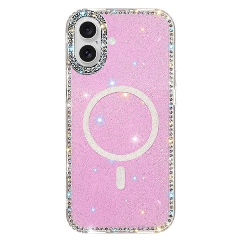 Rhinestone Dual-side IMD PC Hybrid TPU Magnetic Phone Case, For iPhone 18 Pro / 17 Pro, For iPhone 18 Pro Max / 17 Pro Max, For iPhone 17, For iPhone Air, For iPhone 16 Pro Max, For iPhone 16 Pro, For iPhone 16 Plus, For iPhone 16