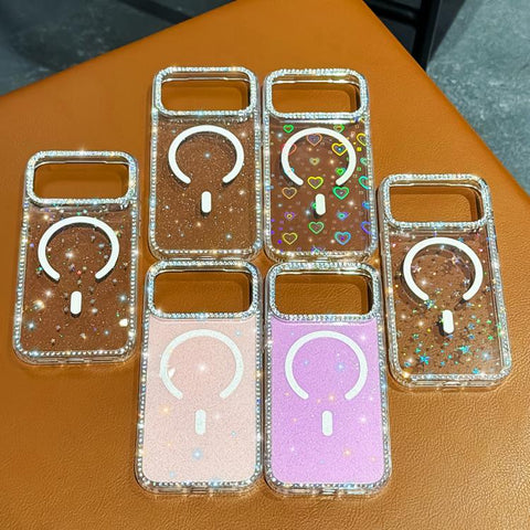 Rhinestone Dual-side IMD PC Hybrid TPU Magnetic Phone Case, For iPhone 18 Pro / 17 Pro, For iPhone 18 Pro Max / 17 Pro Max, For iPhone 17, For iPhone Air, For iPhone 16 Pro Max, For iPhone 16 Pro, For iPhone 16 Plus, For iPhone 16
