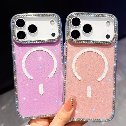 Rhinestone Dual-side IMD PC Hybrid TPU Magnetic Phone Case, For iPhone 18 Pro / 17 Pro, For iPhone 18 Pro Max / 17 Pro Max, For iPhone 17, For iPhone Air, For iPhone 16 Pro Max, For iPhone 16 Pro, For iPhone 16 Plus, For iPhone 16