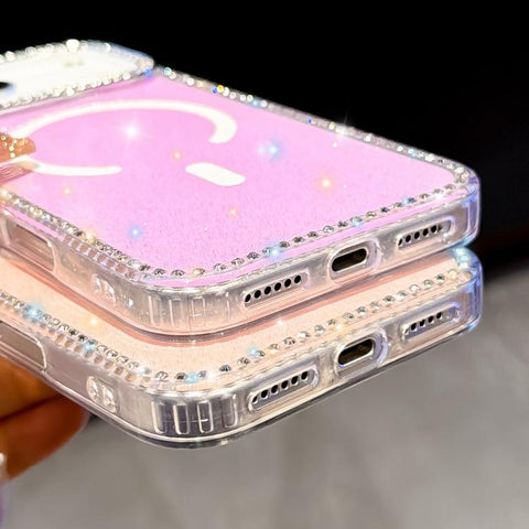 Rhinestone Dual-side IMD PC Hybrid TPU Magnetic Phone Case, For iPhone 18 Pro / 17 Pro, For iPhone 18 Pro Max / 17 Pro Max, For iPhone 17, For iPhone Air, For iPhone 16 Pro Max, For iPhone 16 Pro, For iPhone 16 Plus, For iPhone 16