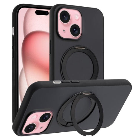 Skin Feel Frosted 360 Degree Rotation Holder Magnetic Phone Case, For iPhone 15 Plus, For iPhone 15, For iPhone 14