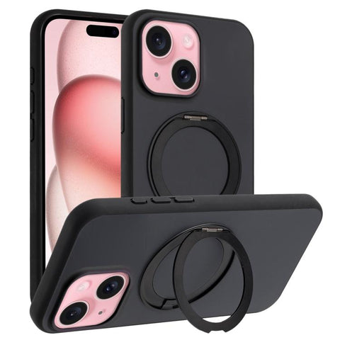 Skin Feel Frosted 360 Degree Rotation Holder Magnetic Phone Case, For iPhone 15 Plus, For iPhone 15, For iPhone 14