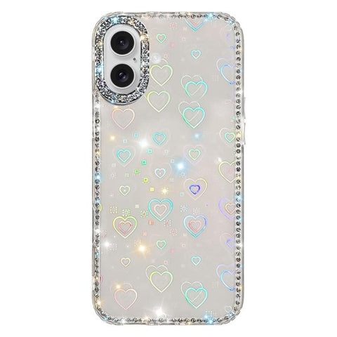 Rhinestone Dual-side IMD PC Hybrid TPU Phone Case, For iPhone 18 Pro / 17 Pro, For iPhone 18 Pro Max / 17 Pro Max, For iPhone 17, For iPhone Air, For iPhone 16 Pro Max, For iPhone 16 Pro, For iPhone 16 Plus, For iPhone 16
