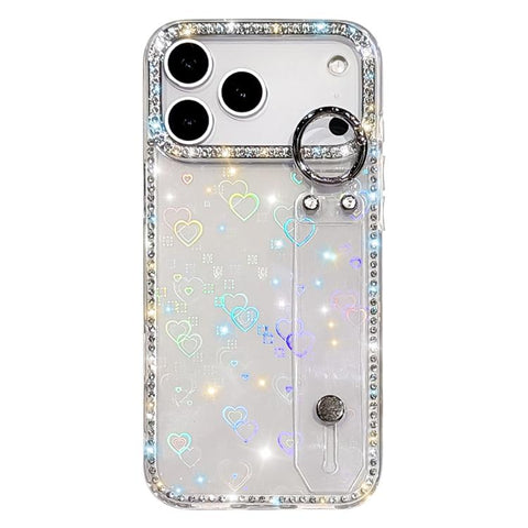 Rhinestone Glitter Wristband Holder Phone Case, For iPhone 17 Pro, For iPhone 17, For iPhone Air, For iPhone 16 Pro Max, For iPhone 16 Pro, For iPhone 16 Plus, For iPhone 16, For iPhone 15 Pro Max