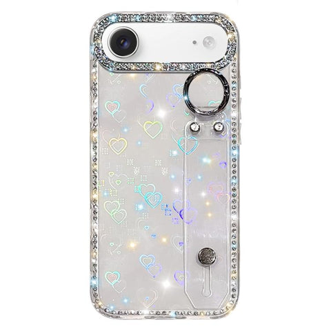 Rhinestone Glitter Wristband Holder Phone Case, For iPhone 17 Pro, For iPhone 17, For iPhone Air, For iPhone 16 Pro Max, For iPhone 16 Pro, For iPhone 16 Plus, For iPhone 16, For iPhone 15 Pro Max