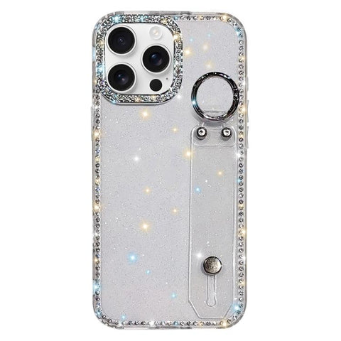 Rhinestone Glitter Wristband Holder Phone Case, For iPhone 17 Pro, For iPhone 17, For iPhone Air, For iPhone 16 Pro Max, For iPhone 16 Pro, For iPhone 16 Plus, For iPhone 16, For iPhone 15 Pro Max