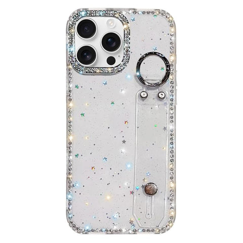 Rhinestone Glitter Wristband Holder Phone Case, For iPhone 17 Pro, For iPhone 17, For iPhone Air, For iPhone 16 Pro Max, For iPhone 16 Pro, For iPhone 16 Plus, For iPhone 16, For iPhone 15 Pro Max