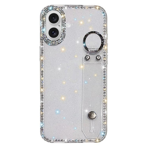 Rhinestone Glitter Wristband Holder Phone Case, For iPhone 17 Pro, For iPhone 17, For iPhone Air, For iPhone 16 Pro Max, For iPhone 16 Pro, For iPhone 16 Plus, For iPhone 16, For iPhone 15 Pro Max