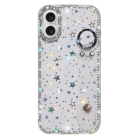 Rhinestone Glitter Wristband Holder Phone Case, For iPhone 17 Pro, For iPhone 17, For iPhone Air, For iPhone 16 Pro Max, For iPhone 16 Pro, For iPhone 16 Plus, For iPhone 16, For iPhone 15 Pro Max