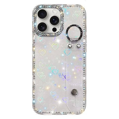 Rhinestone Glitter Wristband Holder Phone Case, For iPhone 17 Pro, For iPhone 17, For iPhone Air, For iPhone 16 Pro Max, For iPhone 16 Pro, For iPhone 16 Plus, For iPhone 16, For iPhone 15 Pro Max